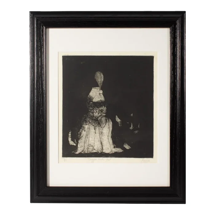 “Beggar and Pet” Etching by Peter Paone