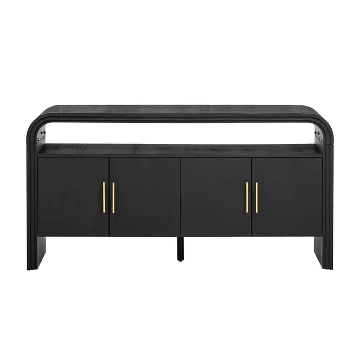 Black Wood Pantry Organizer, Elegant Console Table with Treated Fir Veneer