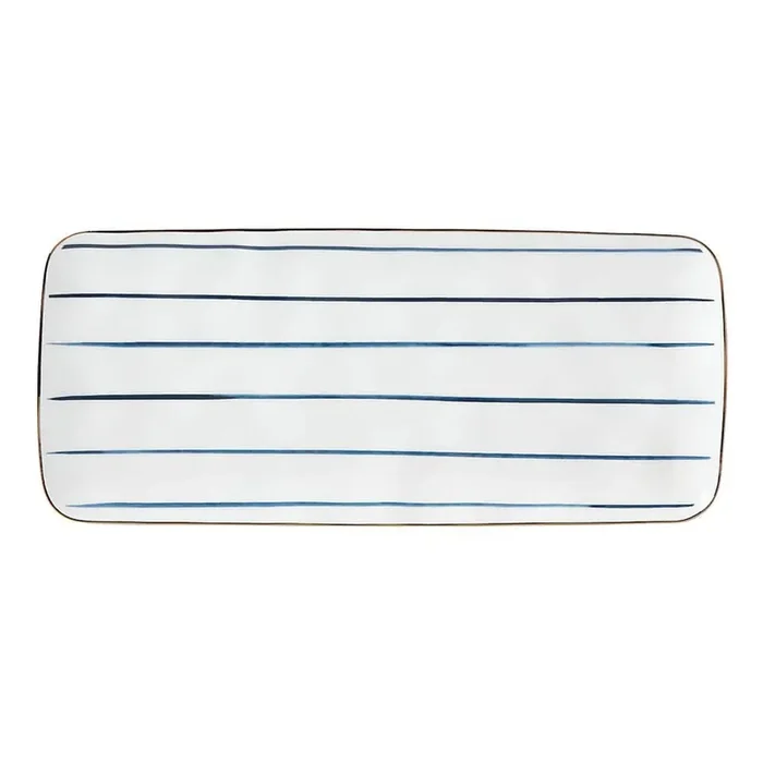 Blue Bay 14 in. W 0.75 in. H 6 in. D Blue Porcelain D‘oeuvre Serving Tray