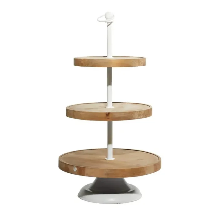 Brown Farmhouse Wood 3-tier Server