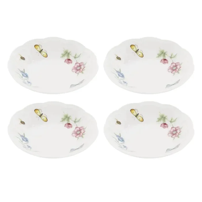 Butterfly Meadow 11 fl. oz. Multi-Colored Porcelain Fruit Bowl (Set of 4)