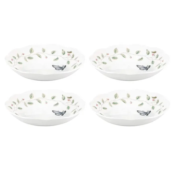 Butterfly Meadow 20 fl. oz. Multi-Colored Porcelain Pasta Bowl (Set of 4)