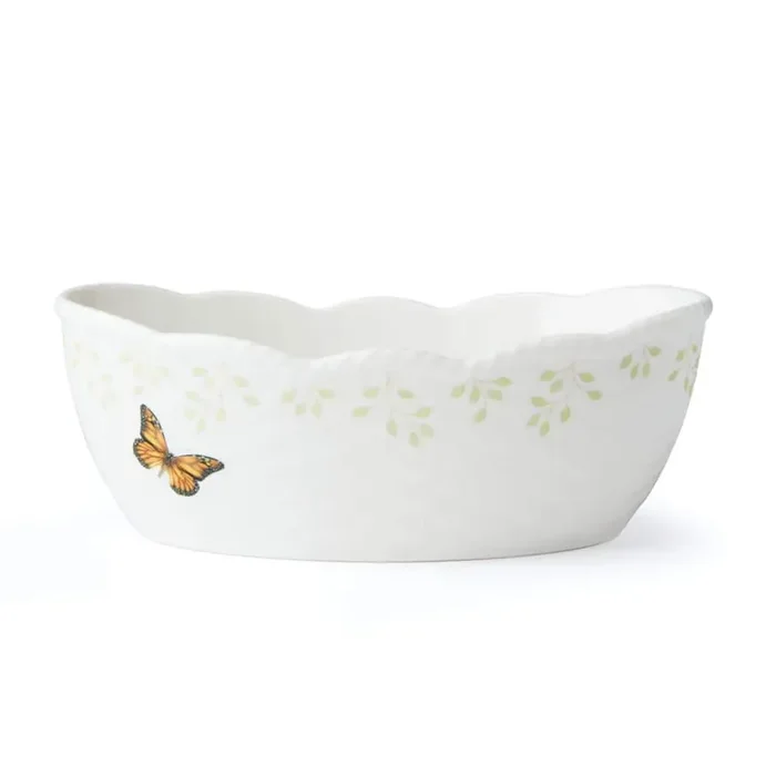 Butterfly Meadow White Porcelain Breadbasket (1-Piece Set)