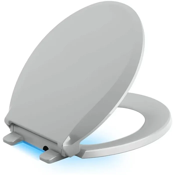 Cachet Round LED Nightlight Quiet Close Toilet Seat in Ice Grey