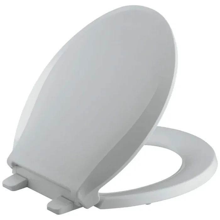 Cachet Round Quiet-Close with Grip-Tight Bumpers Toilet Seat in Ice Grey