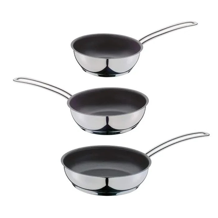 Capri in. 3-Piece Stainless Steel in Non Stick Frying Pan Set, Induction Ready