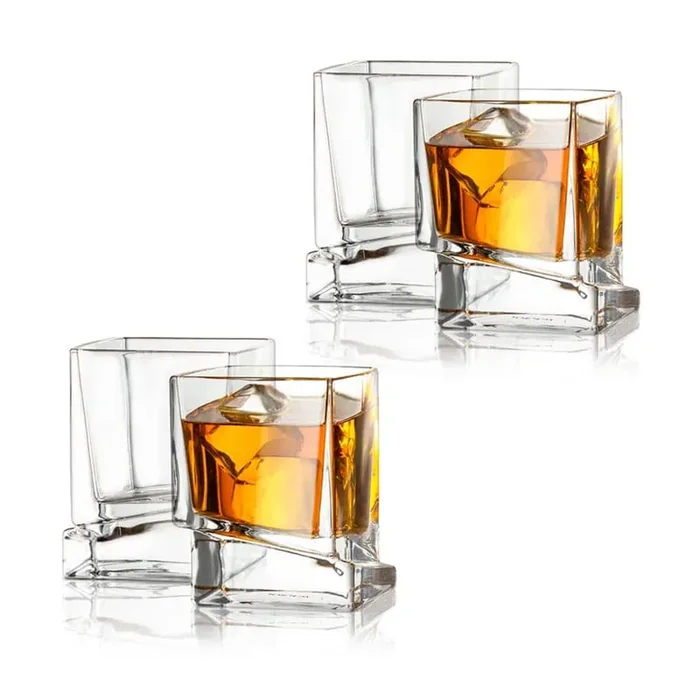 Carre Square 10 oz. Whiskey Glasses (Set of 4)