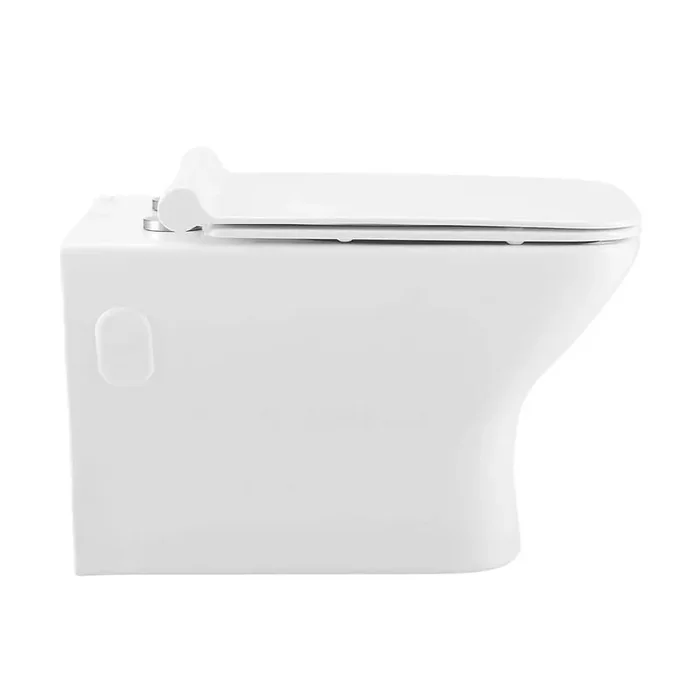 Carre Wall-Hung Toilet, Square, 3-Piece Bundle 0.8/1.6 GPF Dual Flush in Glossy White with White Flush Plate