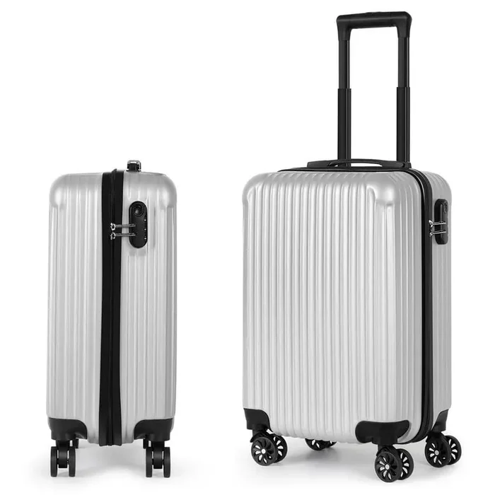 Carry On Luggage, 20″ Hardside Suitcase ABS Spinner Luggage with Lock – Vertical in Silver