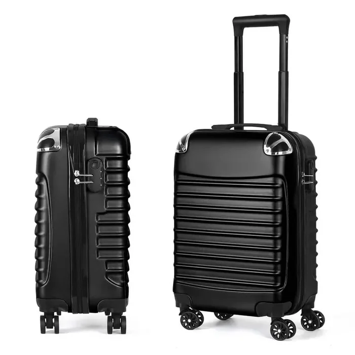 Carry On Luggage, 20 in. Hardside Suitcase ABS Spinner Luggage with Lock – Shell in Black