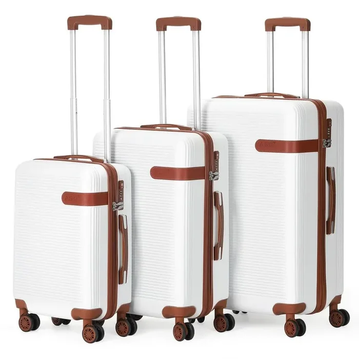 Catalina Waves Nested Hardside Luggage Set in White, 3 Piece – TSA Compliant