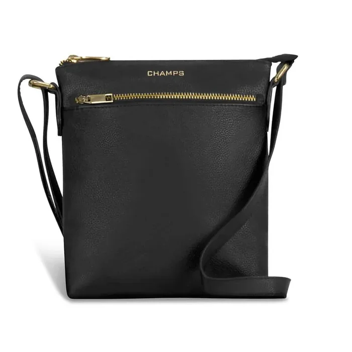 Champs Gala Collection Black Leather Mini Cross-Body Tote Bag
