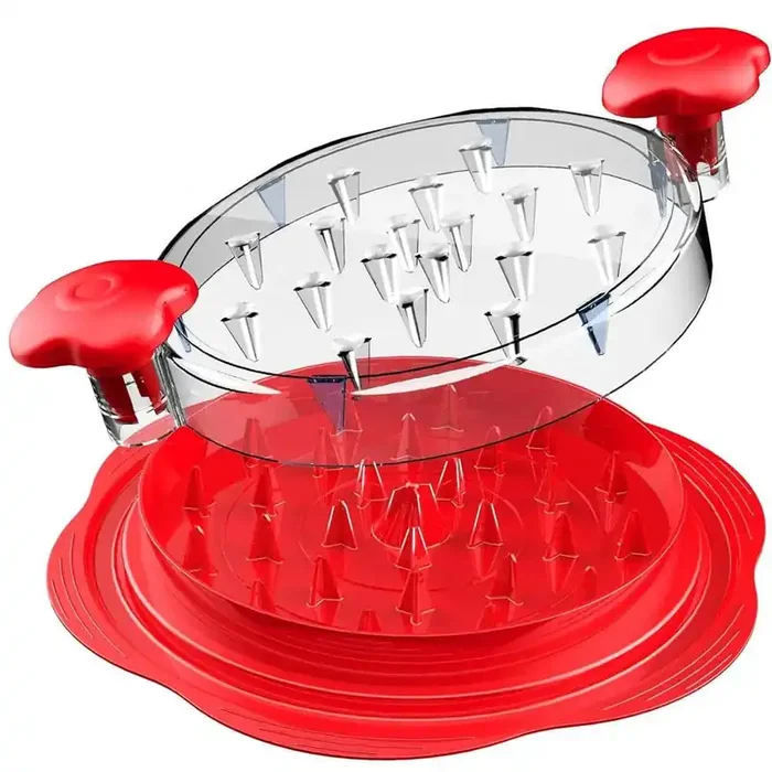 Chicken Breast Meat Shredder Machine Tool Twist with Brush Fork, Anti-Slip Strip, Ergonomic Handle, BPA Free, Red