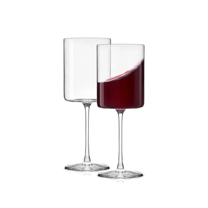 Claire Lead Free Rectangular Red Wine Glasses, 14 oz. (Set of 2)