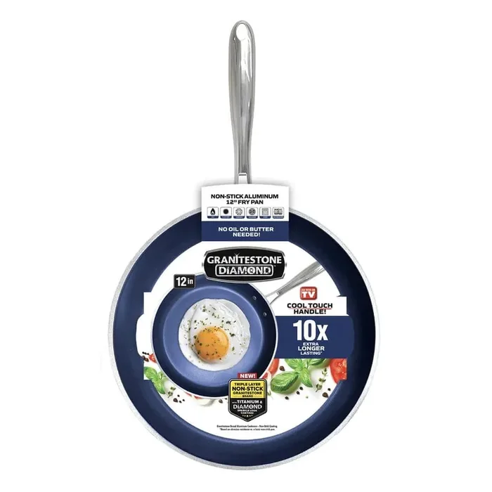 Classic Blue 12 in. Aluminum Ultra-Durable Non-Stick Diamond Infused Round Fry Pan