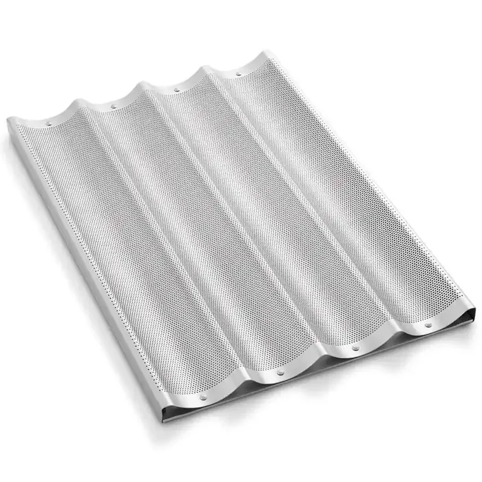 Commercial 18×26 Perforated Aluminum Baguette Pan, 4 Slot Loaf Pan