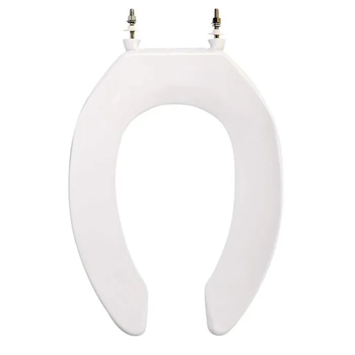 Commercial Slow-Close Toilet Seat with Check Hinges and Easy Removal in White Molded Plastic, Standard Size Fit