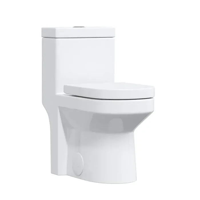 Compact Dual Flush 1.1/1.6 GPF Toilet in White with Sleek Downward Nozzle Bidet Attachment and Easy Control Knob