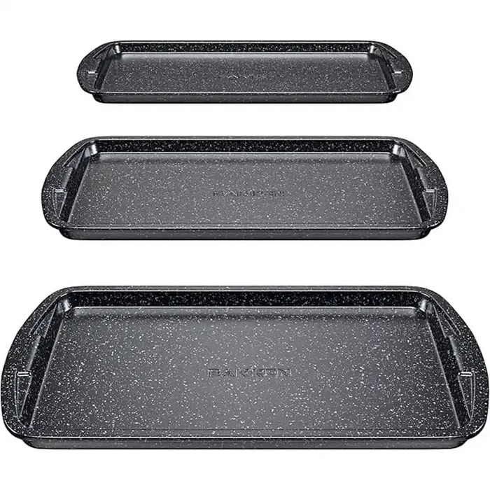 Cookie Sheet 3 Piece Set-Gray Marble
