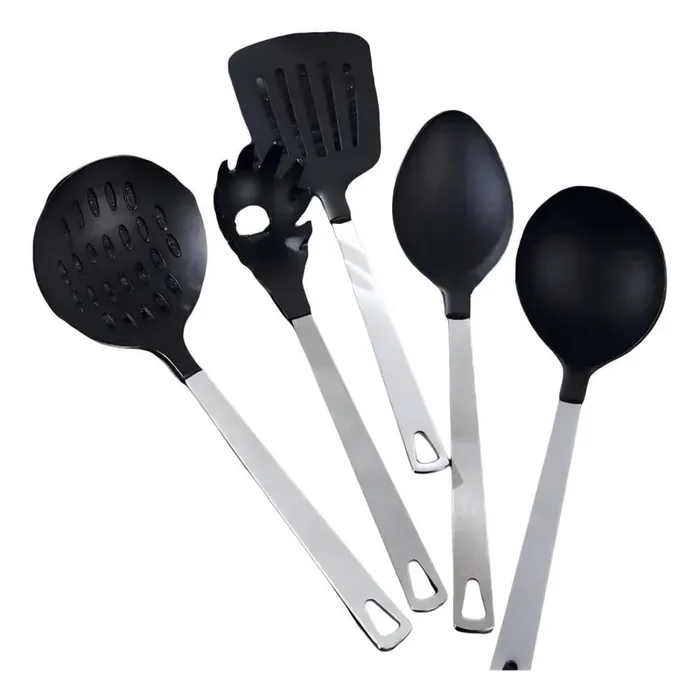 Cooking Utensil Set Premium 5-Piece Kitchen Utensil Set-Stainless Steel Handles and Standard Heads, Non-Stick,