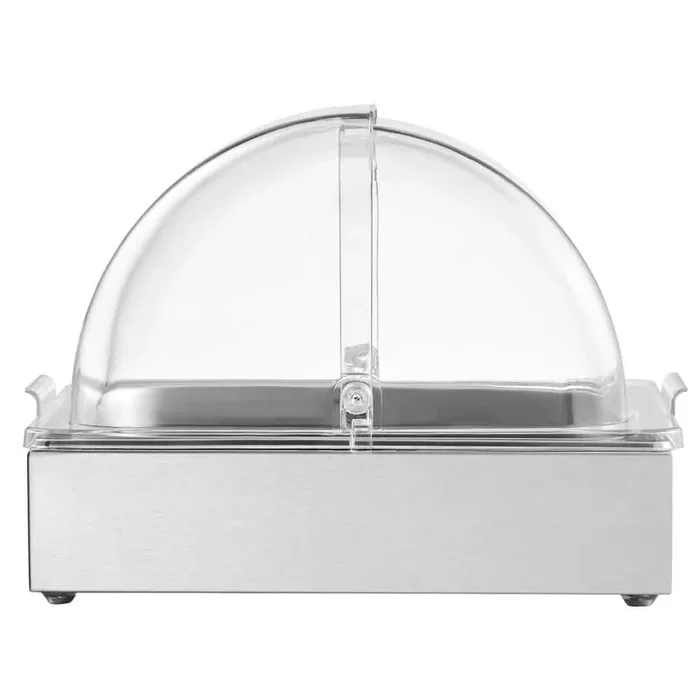 Countertop Food Serving Display 1 x 1/2 Pan Stainless Steel Tray Buffet Condiment Dispenser & Clear Lid, Chafing Dishes