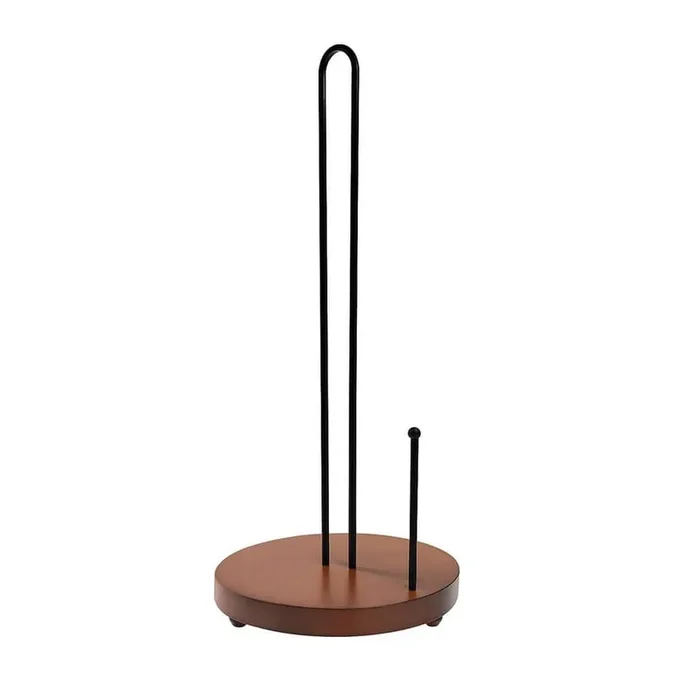 Countertop Mount Brown Rustic Style Paper Towel Holder with Heavy Duty Wood Base for Kitchen Home Decor Stand
