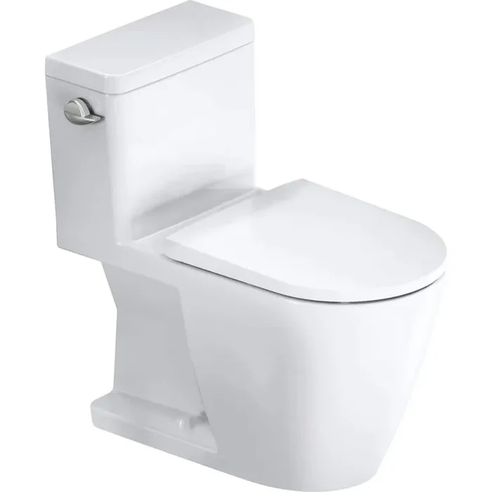 D-Neo 1-piece 1.28 GPF Single Flush Elongated Toilet in. White Seat Not Included