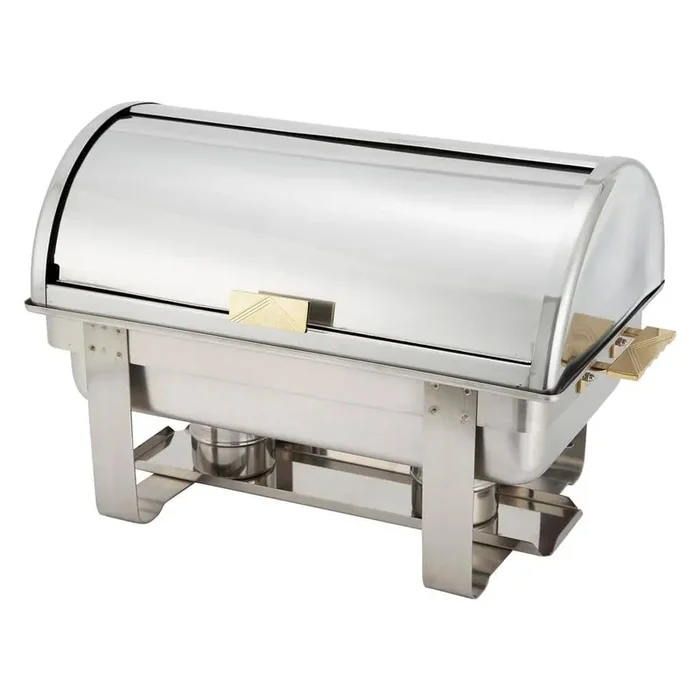 Dallas 8 qt. Stainless Steel Heavyweight Chafing Dishes 456 with Roll Top Cover