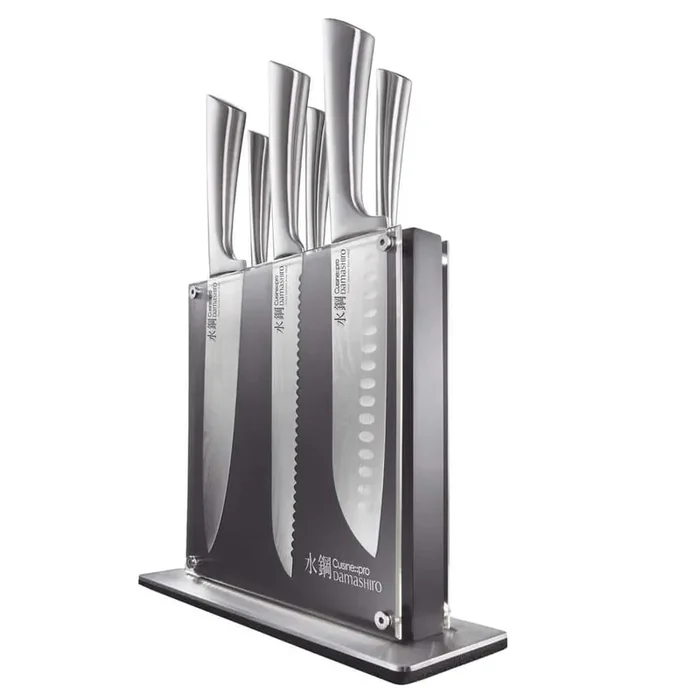 DAMASHIRO 7-Piece Stainless Steel Knife Set with Kin Knife Block