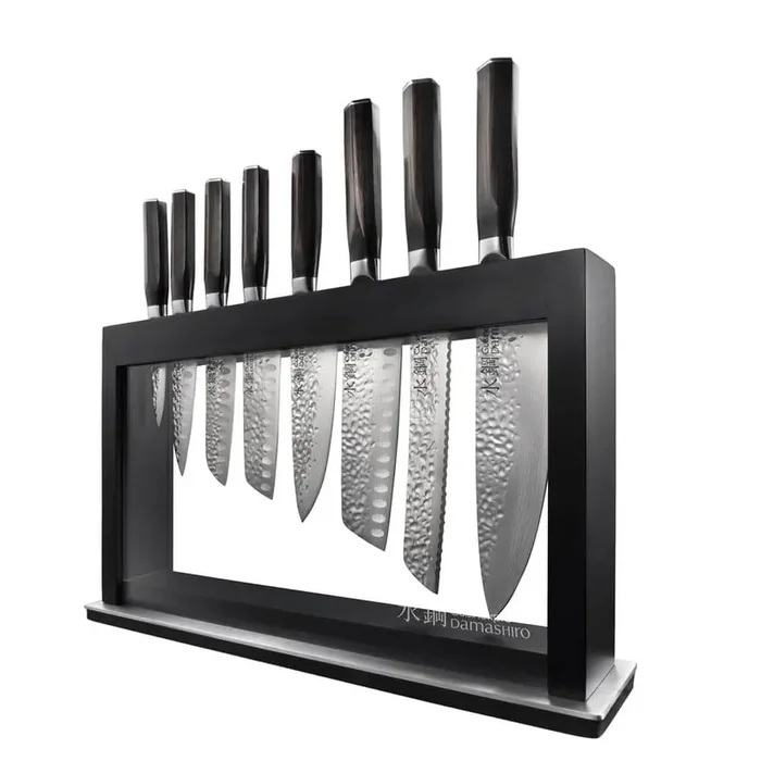 DAMASHIRO EMPEROR 9-Piece Stainless Steel Knife Set with Hisa Knife Block