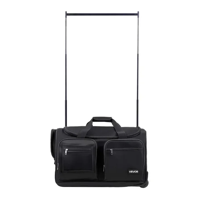 Dance Bag with Garment Rack 23 in. Rolling Dance Duffel with Wheels USB Port Height Adjustable Clothes Rack Black