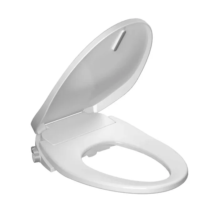 Deluxe Spa Electric Plug-in Soft Close Bidet Seat for Elongated Toilets in White with Nozzle and Knob Handle