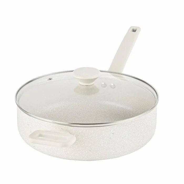 Desert Collection 4 qt. Aluminum Nonstick Deep Saute Pan with Lid in Speckled Beige