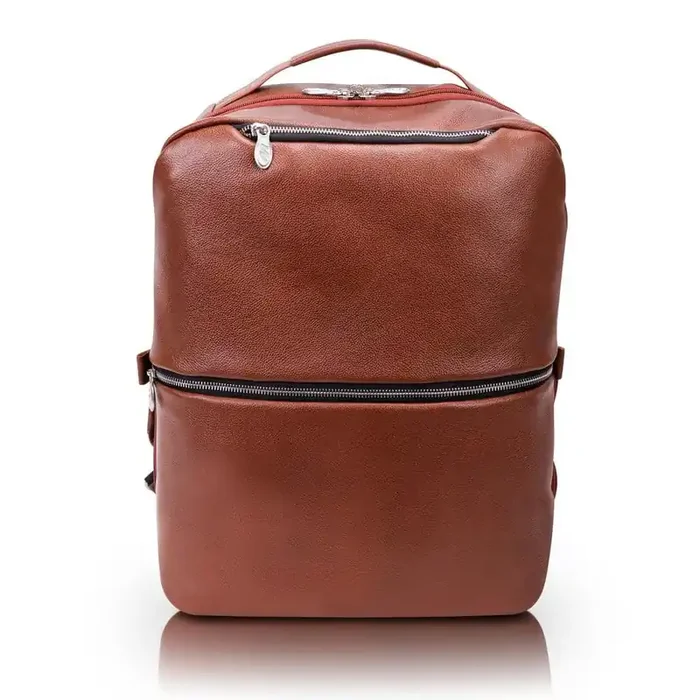 East Side, Pebble Grain Calfskin Leather, 17 in. 2-In-1, Convertible Travel Backpack & Cross-Body, Brown (18874)