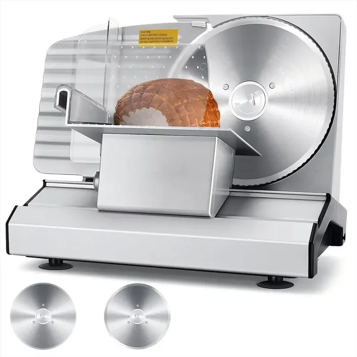 Electric Deli Meat Slicer with 2 Removable Stainless Steel Blades, 1-20mm Adjustable Thickness Food Slicer for Home