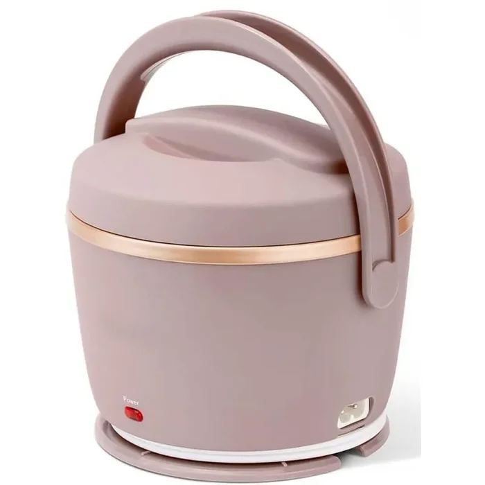 Electric Lunch Box Metal Food Storage Container with Lids, Portable Food Warmer, Spill-Free and Dishwasher-Safe in Pink