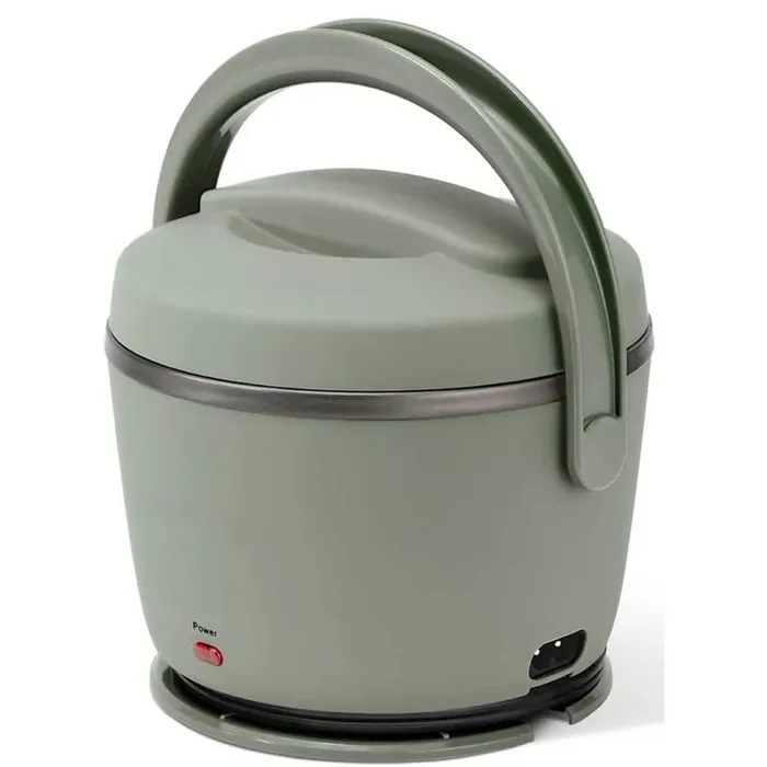 Electric Lunch Box Metal Food Storage Container with Lids, Portable Food Warmer, Spill-Free and Dishwasher-Safe in Green
