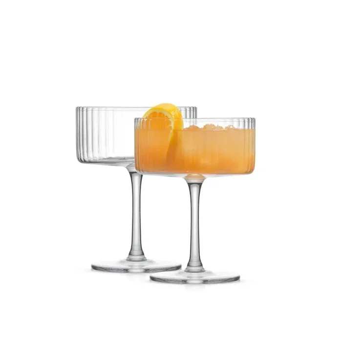 Elle Fluted Cylinder Martini Coupe Glass – 10 oz. – (Set of 2)