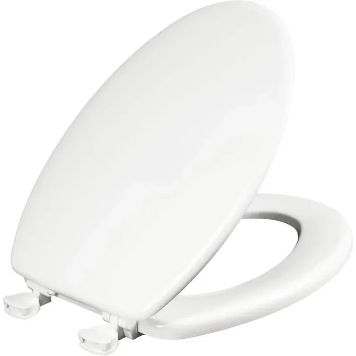 Elongated Enameled Wood Removes for Easy Cleaning Toilet Seat in White