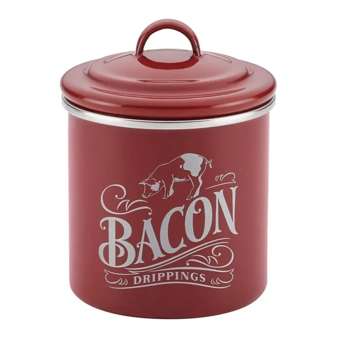 Enamel on Steel 4 in. x 4 in. Sienna Red Bacon Grease Can