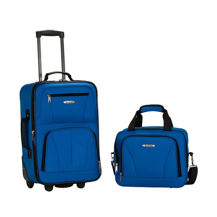 Fashion Expandable 2-Piece Carry On Softside Luggage Set, Blue