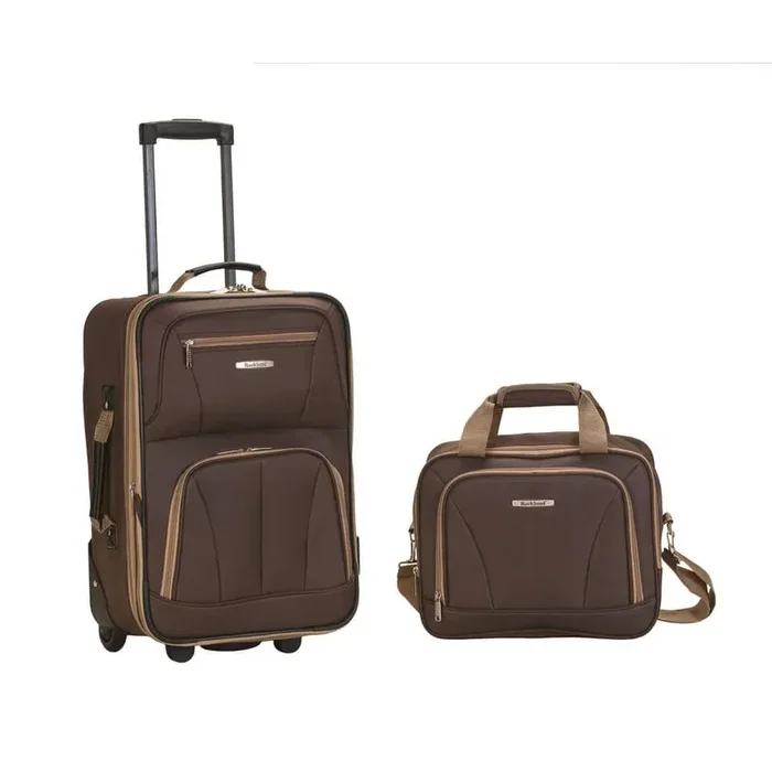 Fashion Expandable 2-Piece Carry On Softside Luggage Set, Brown