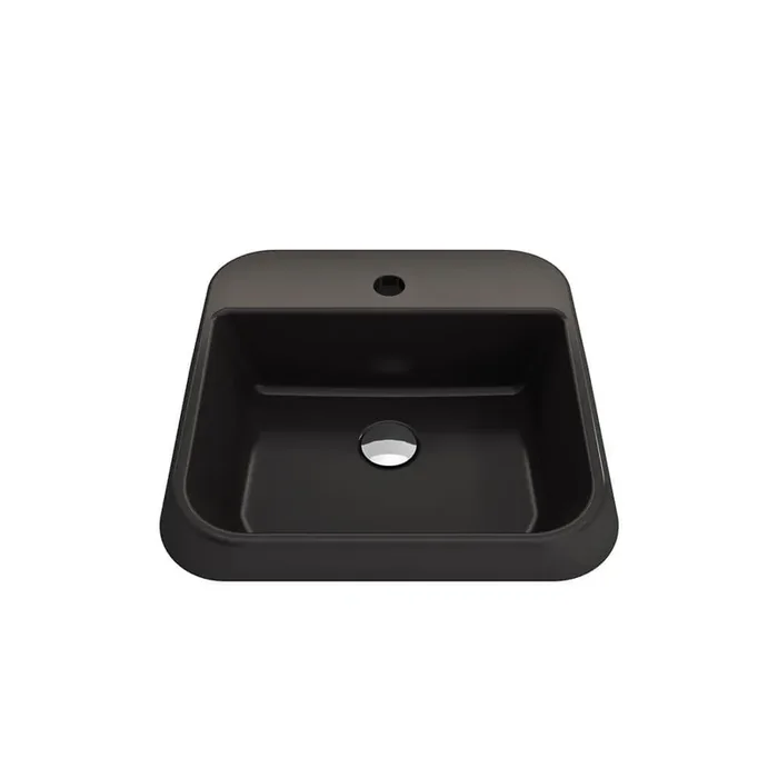 Firenze 19.75 in. Fireclay Square 1-Hole Vessel Sink in Matte Black