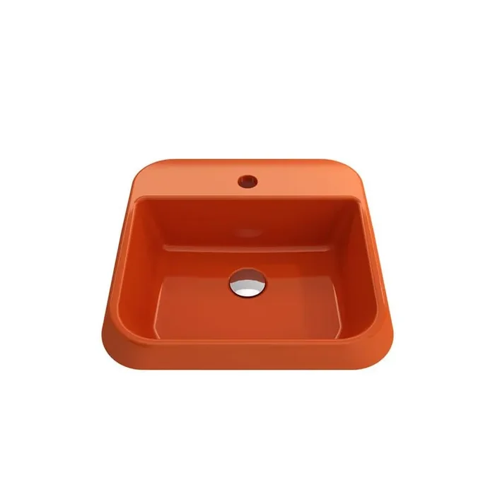 Firenze 19.75 in. Fireclay Square 1-Hole Vessel Sink in Orange