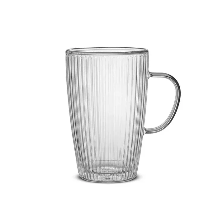 Fluted Savor Lead Free Glass Double Wall Mug, 15 oz. (Set of 2)