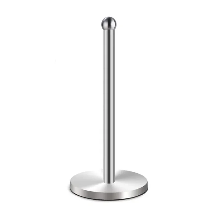 Freestanding Brushed Nickel Paper Towel Holder Countertop One-Handed Tear Stainless Steel Weighted Stand