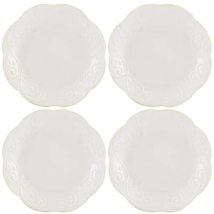 French Perle White Dessert Plates (Set of 4)