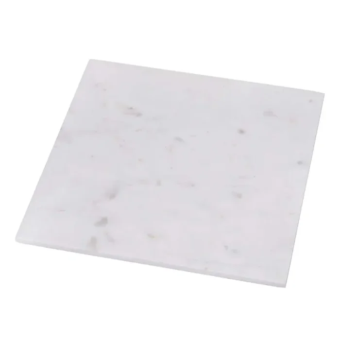 Genuine 12 in. x 12 in. Natural Marble Square Serving Board, Pastry Board, Cheese Platter for Fine Dinning Catering