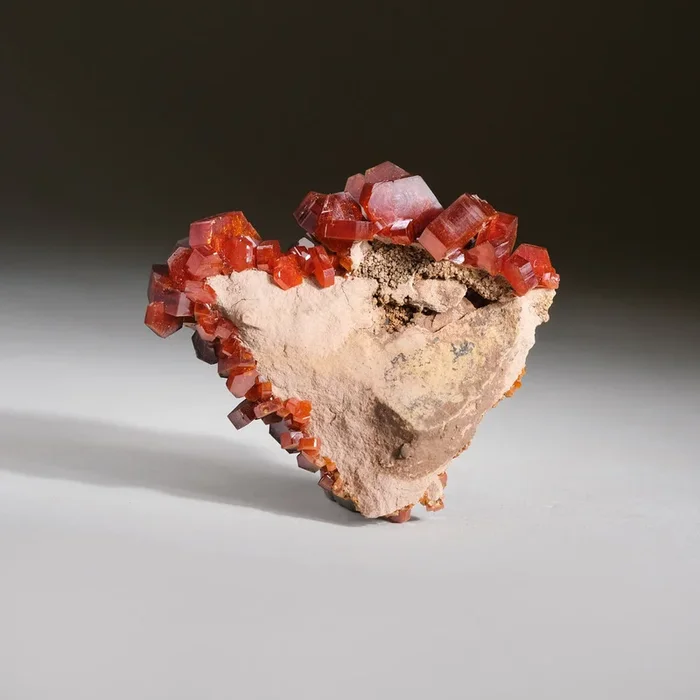 Genuine Vanadinite Crystal Cluster on Matrix from Morocco (70.5 grams)