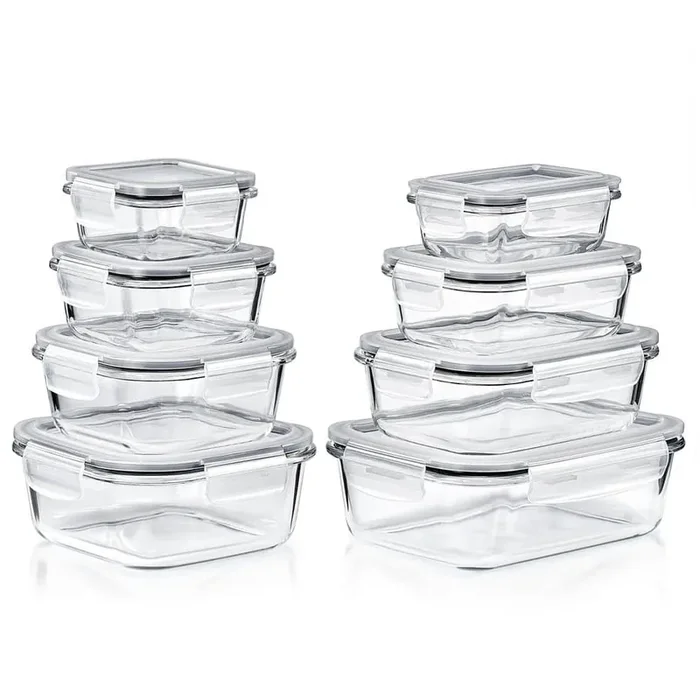 Glass Food Storage Containers with Lids (16-Piece)-Airtight, Microwave, Dishwasher, and Oven Safe Meal Prep Containers